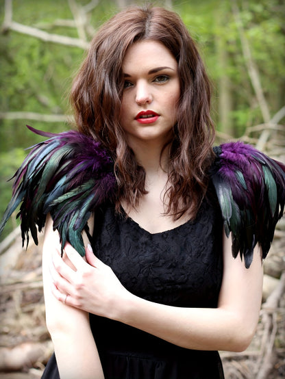 Product Name: Gothic Elegance: Feather Shoulder Shrug Set