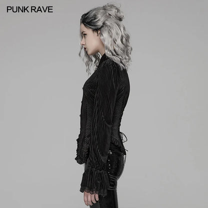 Velvet Noir Gothic Tuxedo Shirt for Women