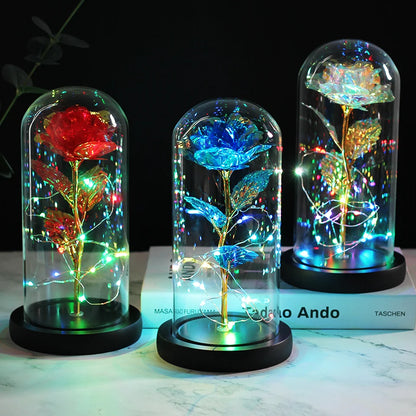 Galaxy Rose In Flask Flower In Glass