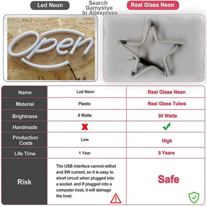 Glow Arrow: Neon 'Open' Sign for Any Business