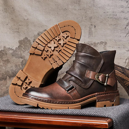 Elegant Folds Leather Boots
