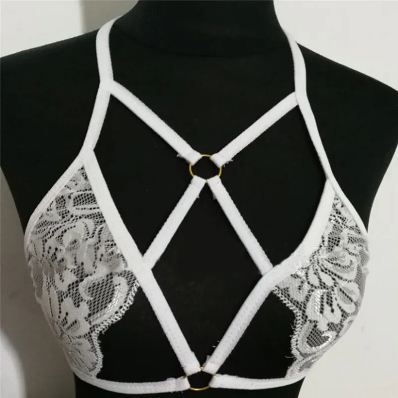 Luxe Lace Cage Bra: Strappy & Chic Lingerie
