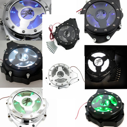 Suzuki GSX1300R Blue LED Clutch Cover - See-Through