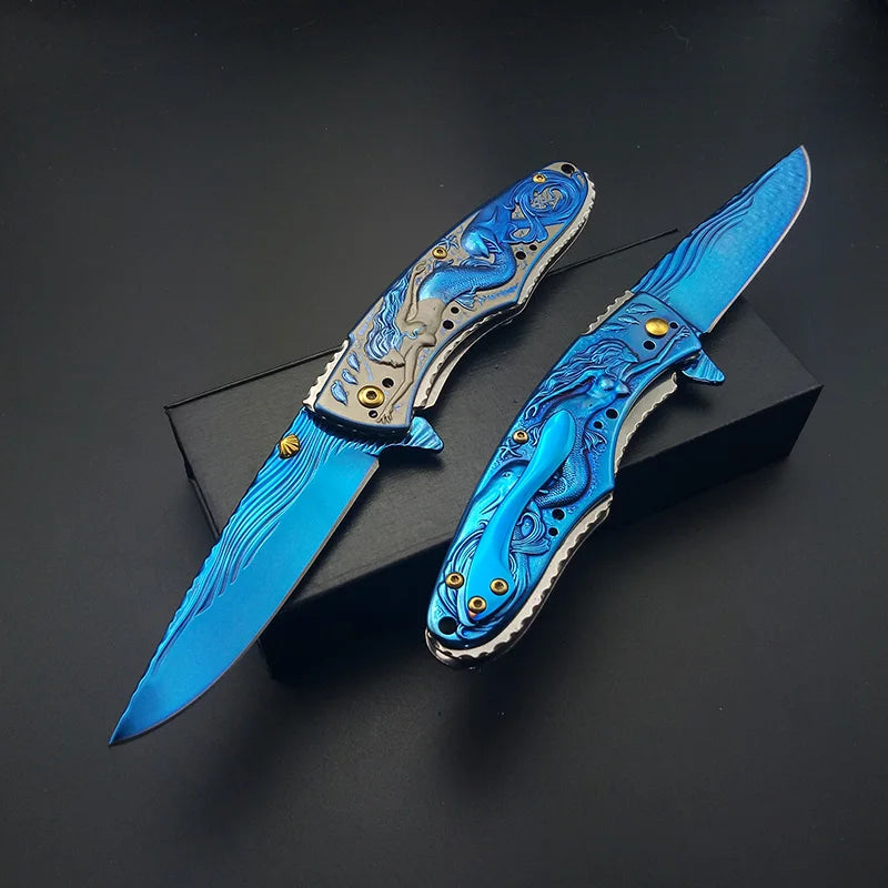 Mermaid Tactical EDC: Engraved Folding Utility Knife