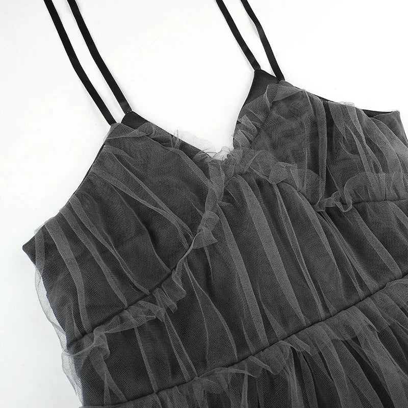 Glam Mesh Lace-Up Party Dress