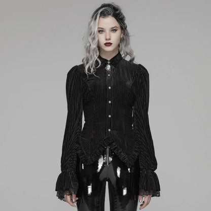 Velvet Noir Gothic Tuxedo Shirt for Women