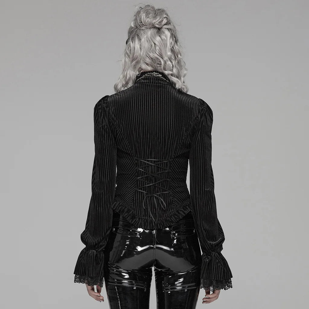 Velvet Noir Gothic Tuxedo Shirt for Women