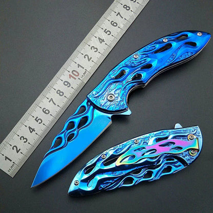 Titanium Blue Blaze Folding Knife