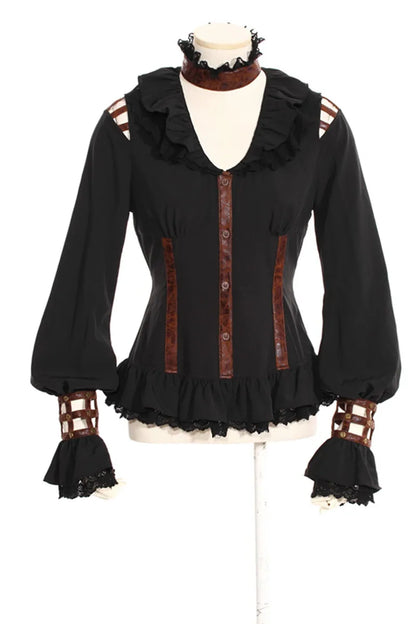 Women's Steampunk Blouse Victorian Burlesque
