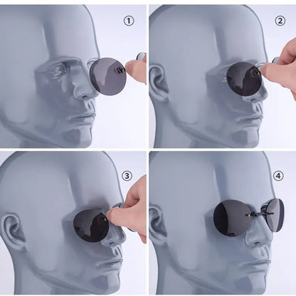 Round Clip-Nose Sunglasses Rimless Punk