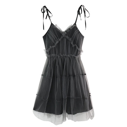 Glam Mesh Lace-Up Party Dress