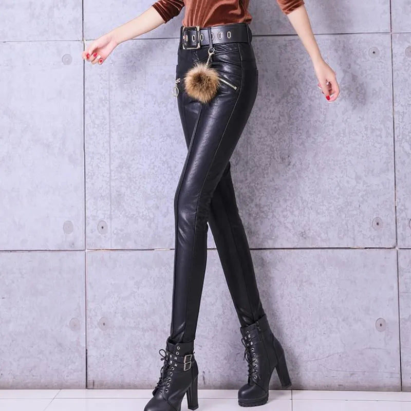 ChicHigh PU Leather Skinny Pants for Women