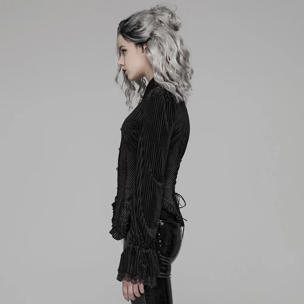 Velvet Noir Gothic Tuxedo Shirt for Women