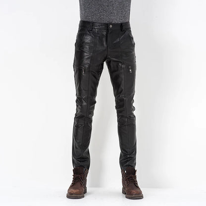 Genuine Leather Moto Pants for Men
