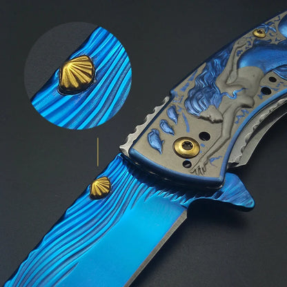 Mermaid Tactical EDC: Engraved Folding Utility Knife