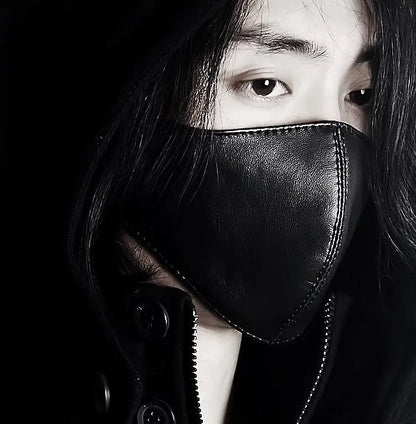 Men Women's natural sheepskin leather mask