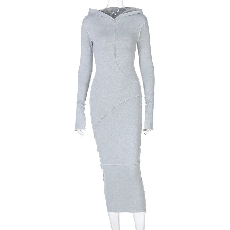 Cozy Chic Patchwork Maxi Hooded Dress