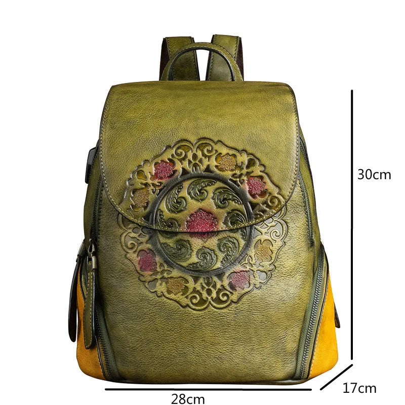 Backpack Retro Genuine Leather For Ladies