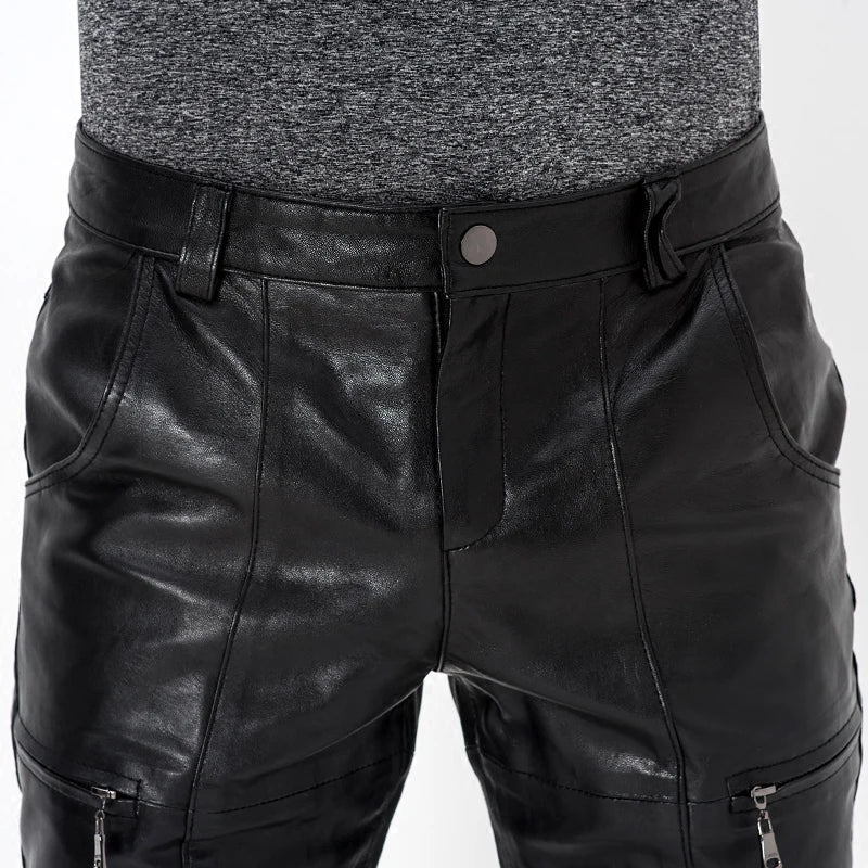 Genuine Leather Moto Pants for Men