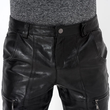 Genuine Leather Moto Pants for Men