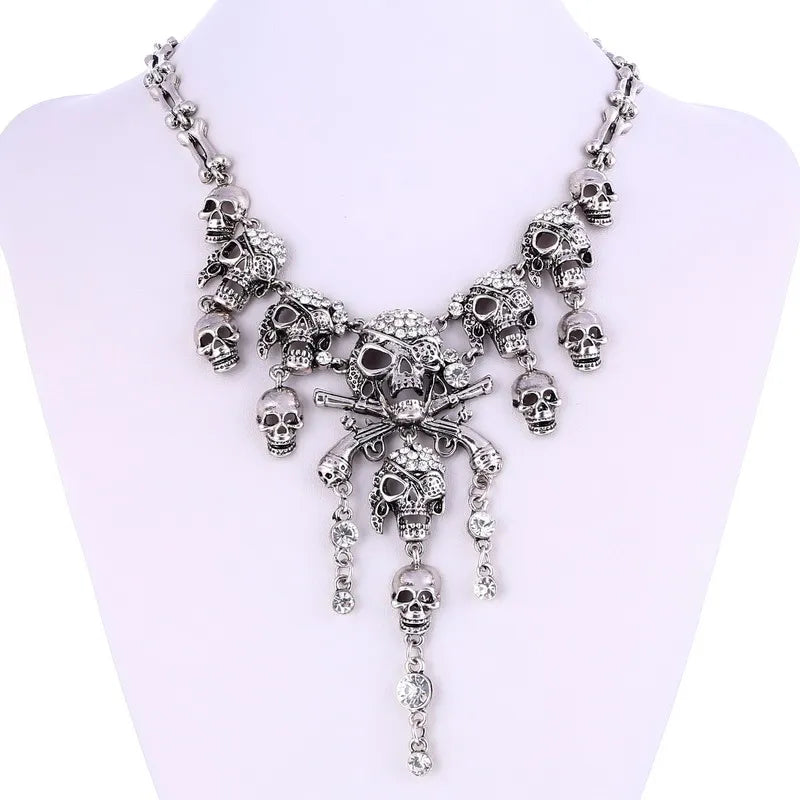 Retro Rhinestone Goth Punk Necklace