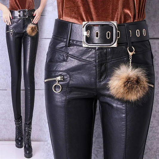 ChicHigh PU Leather Skinny Pants for Women