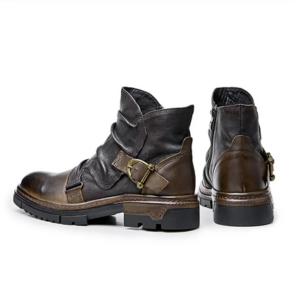Elegant Folds Leather Boots