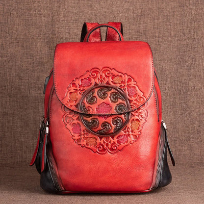 Backpack Retro Genuine Leather For Ladies