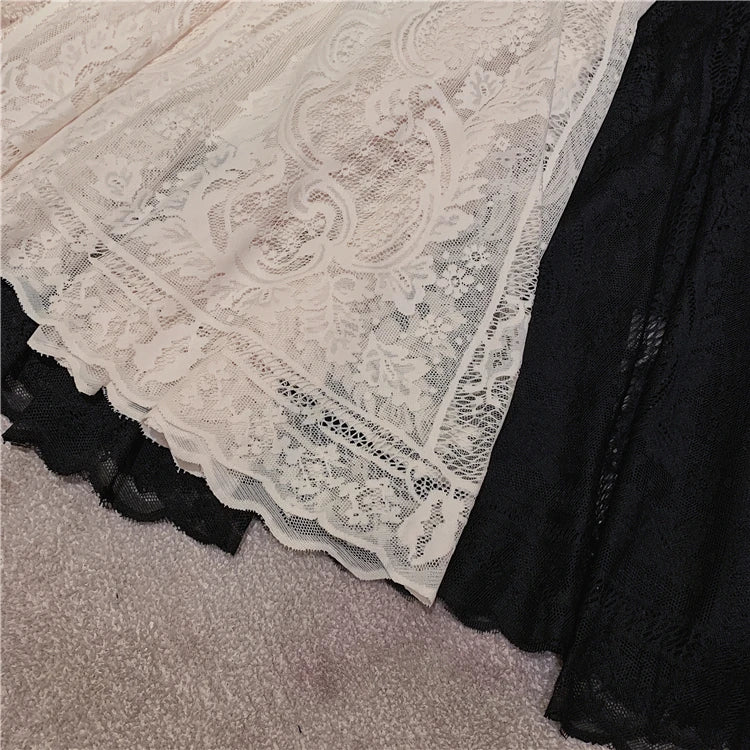 Chic Lace Pleated High Waist Skirt for Women