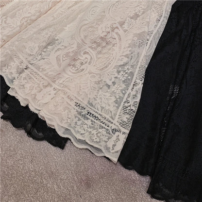 Chic Lace Pleated High Waist Skirt for Women