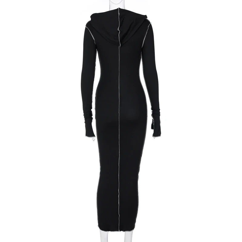 Cozy Chic Patchwork Maxi Hooded Dress
