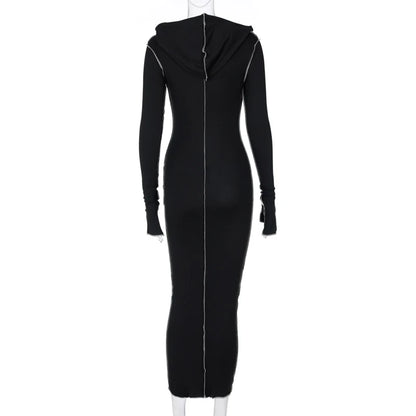 Cozy Chic Patchwork Maxi Hooded Dress