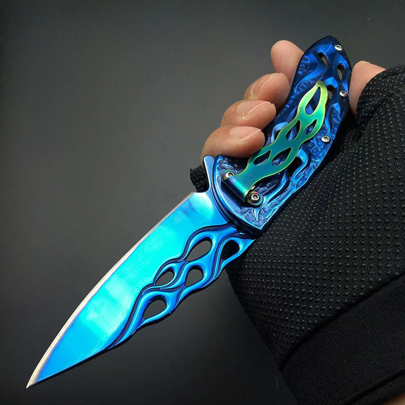 Titanium Blue Blaze Folding Knife
