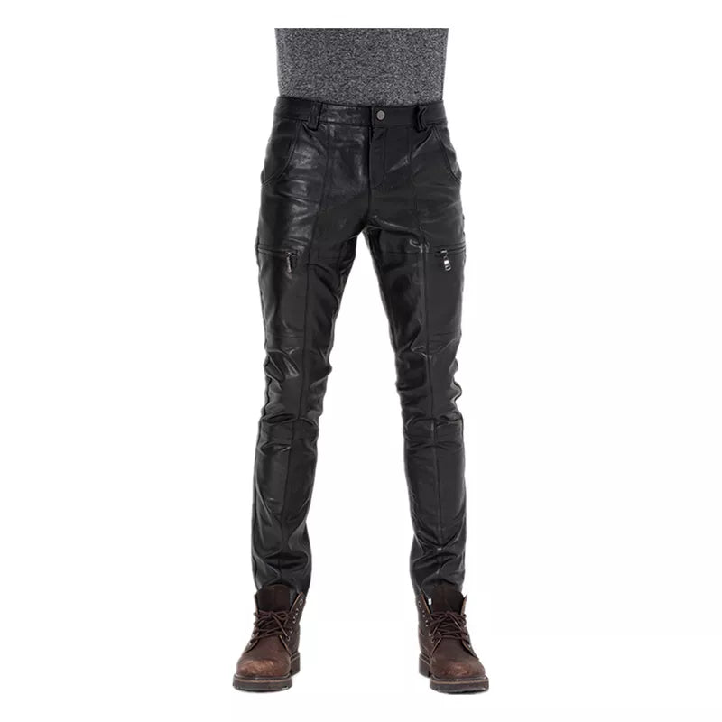 Genuine Leather Moto Pants for Men