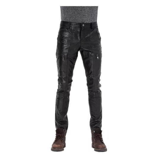 Genuine Leather Moto Pants for Men