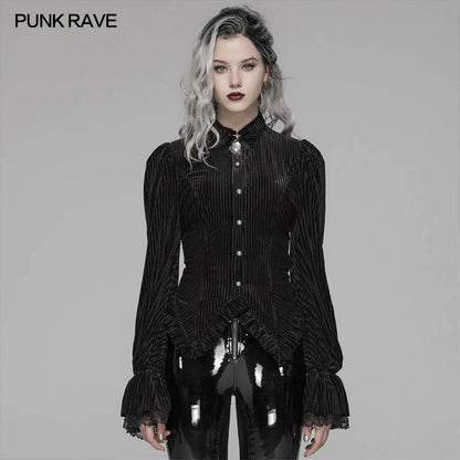 Velvet Noir Gothic Tuxedo Shirt for Women