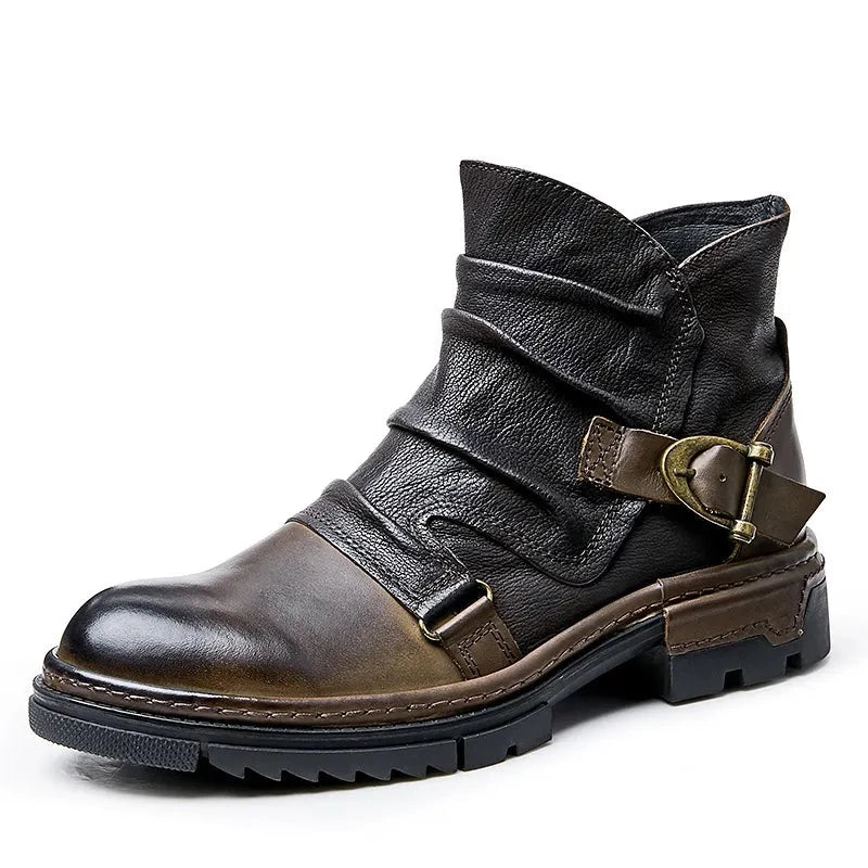 Elegant Folds Leather Boots