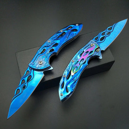 Titanium Blue Blaze Folding Knife