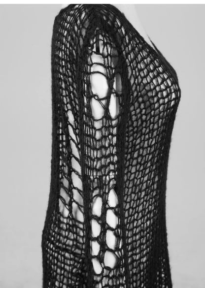Rebel Stripe Knit Pullover Cape Sweater