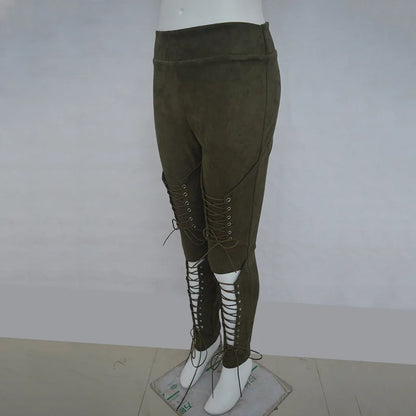 High-Waist Suede Leggings for Women - Autumn Chic