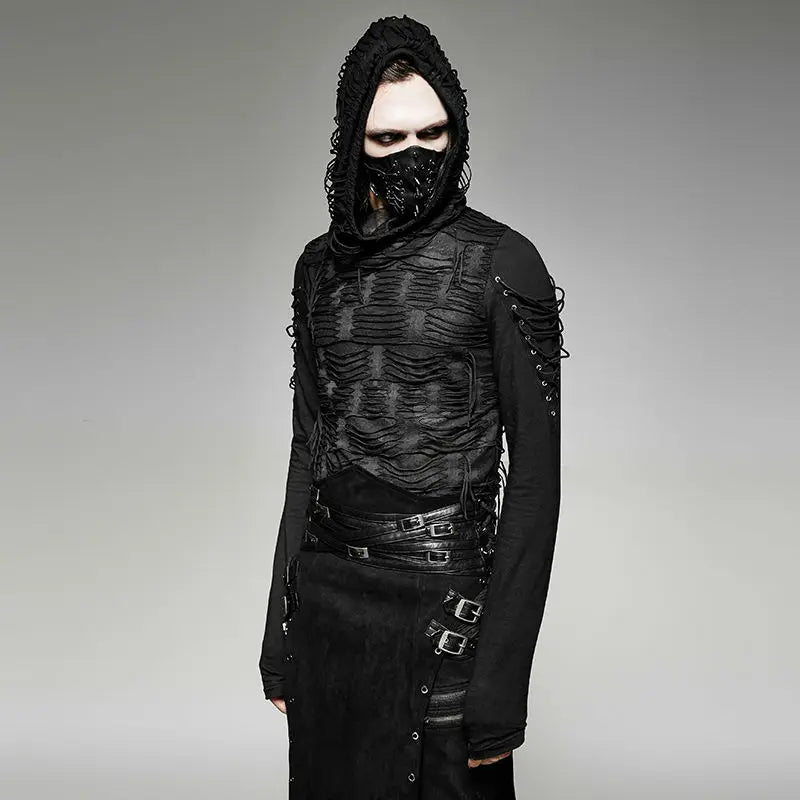 Punk Rave Gothic Men's Long Sleeve Tee - Black