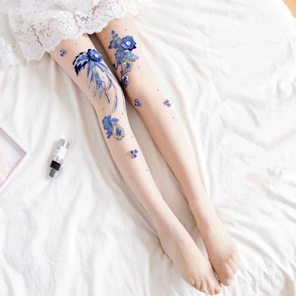 Silk Floral-Embroidered Party Against Opaque Tights
