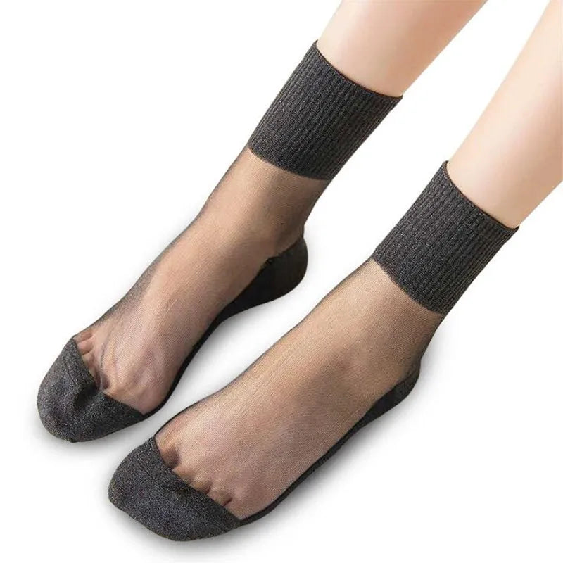 Glitter Crystal Glass Silk Socks