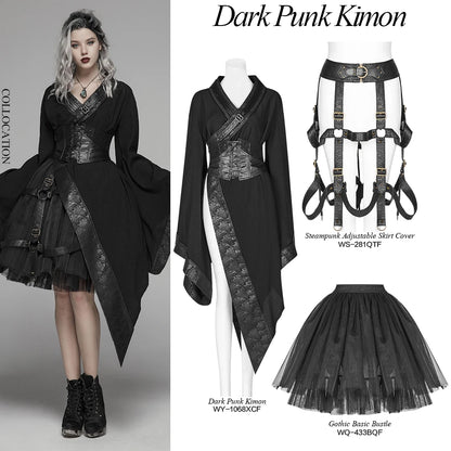 Dark Asymmetrical Punk Kimono Dress