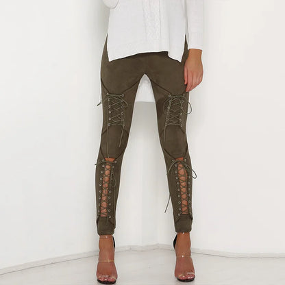 High-Waist Suede Leggings for Women - Autumn Chic