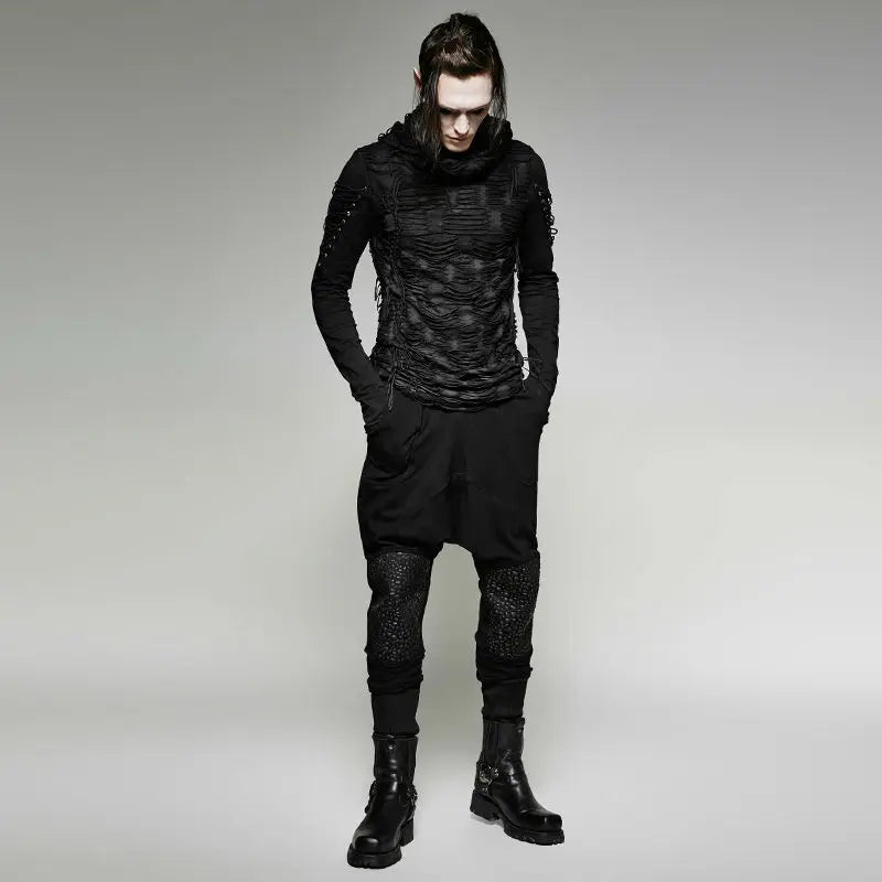 Punk Rave Gothic Men's Long Sleeve Tee - Black