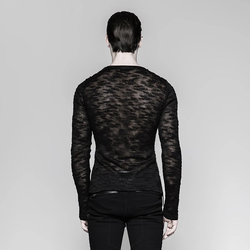 Strappy Gothic Punk Men's Sweater Top T474