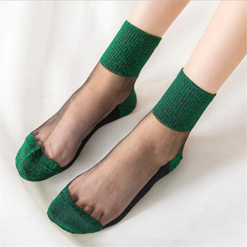 Glitter Crystal Glass Silk Socks