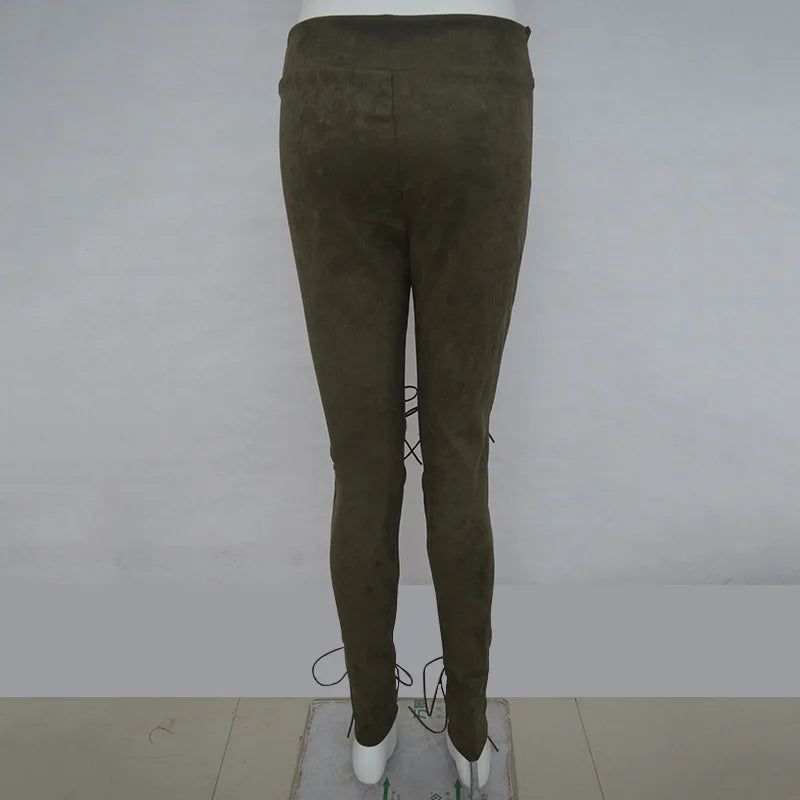 High-Waist Suede Leggings for Women - Autumn Chic