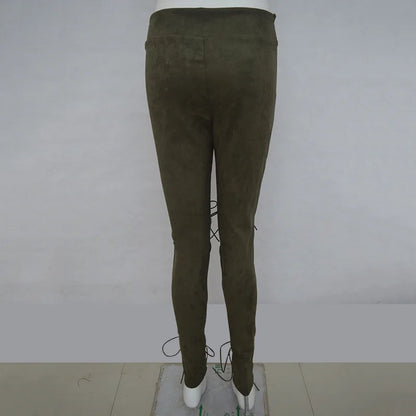 High-Waist Suede Leggings for Women - Autumn Chic